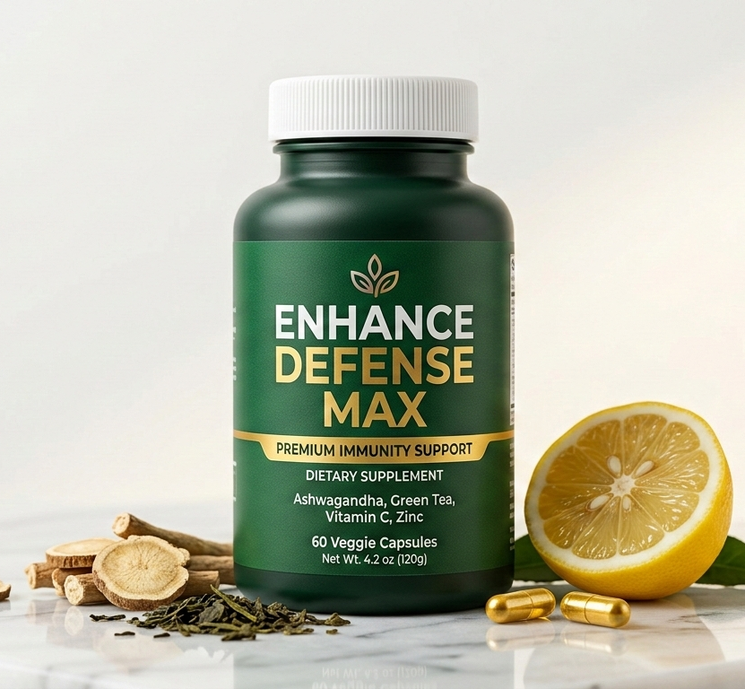 EnhanceDefense Max — frasco do suplemento alimentar